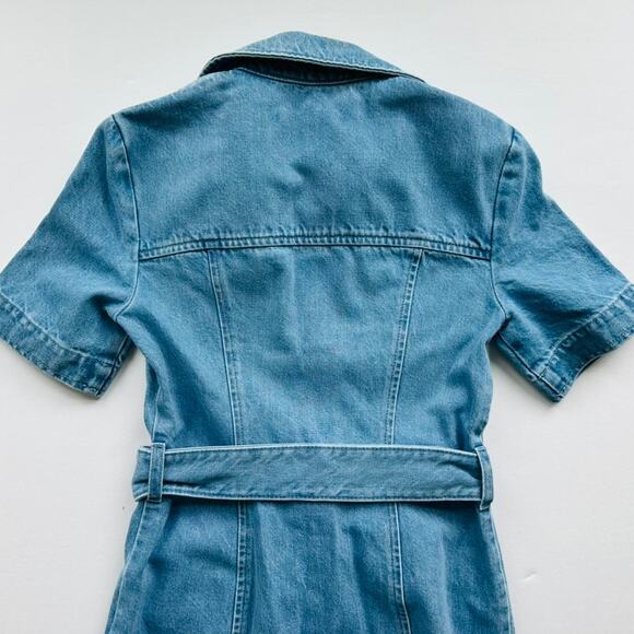 Toccin Lydia Denim Minidress Light Wash Size 2 NEW Short Sleeve Belted - Picture 8 of 10